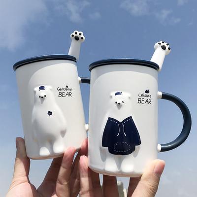 Creative Relief Mug Isbjørnkopp Personlig keramisk kopp Kaffekopp Melkekopp Vannkopp drikkesett