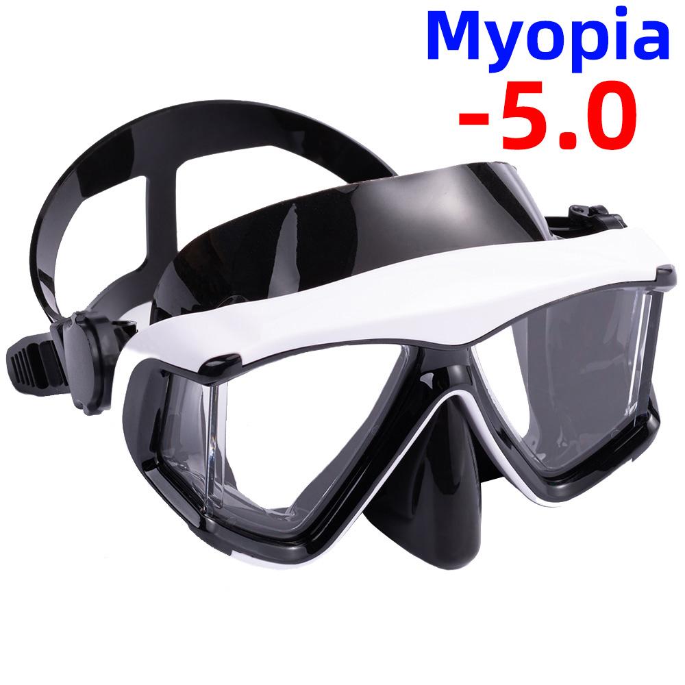 Optische Myopie-Schnorchel-Tauchmaske, Schwimmbrille, kurzsichtige Ausrüstung, Panorama-Weitsicht, Erwachsene, Jugendliche – 1,0 bis 6,0