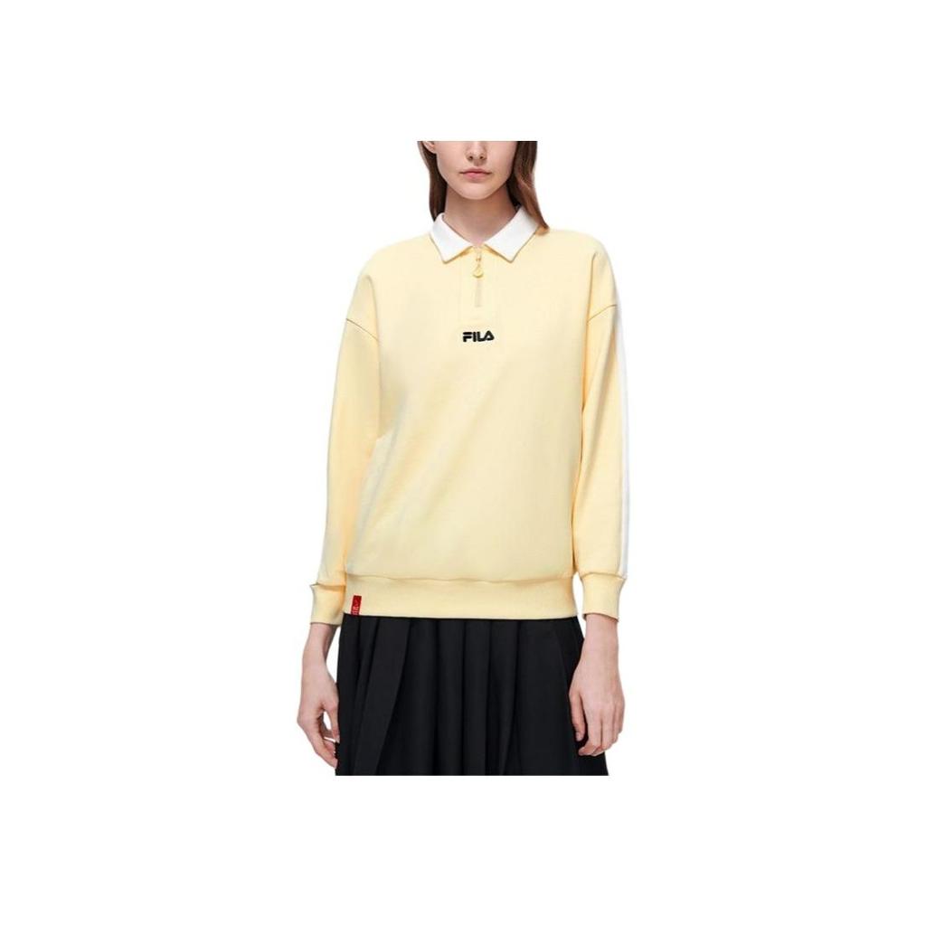 Fila Color Block Half Zip Polo Shirt Women Tops Light-Yellow F11W319209F-YE