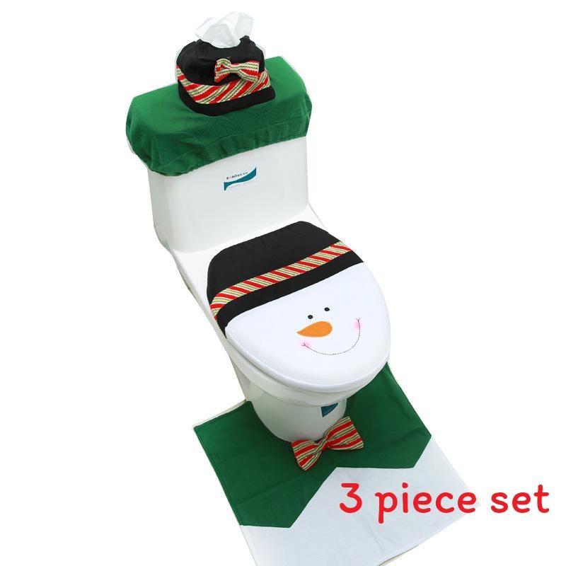 

Тематический рождественский узор Санта Клаус Снеговик Чехол для унитаза Набор из трех предметов Green