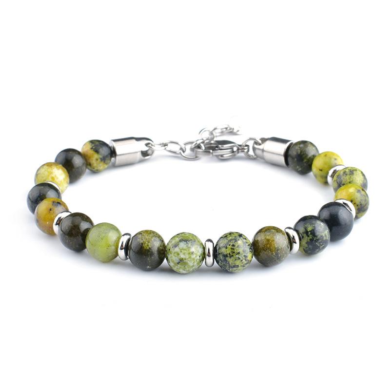 Stainless Steel Men's Adjustable 8mm Tiger Eye Bead Bracelet