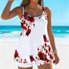 Women's Swimwear Tankini 2 Piece Swimsuit Colorful Butterfly Flowers  Pattern Vacation Bathing Suits