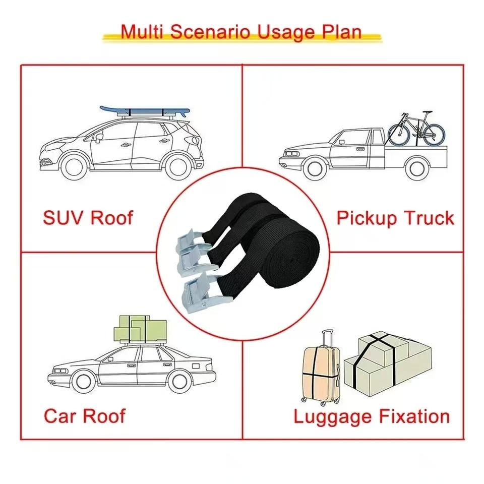 3 Pieces of1M Buckle Fastening Straps for Cars, Motorcycles, Bicycles, Metal Buckles, Trailer Ropes, Strong Luggage Straps