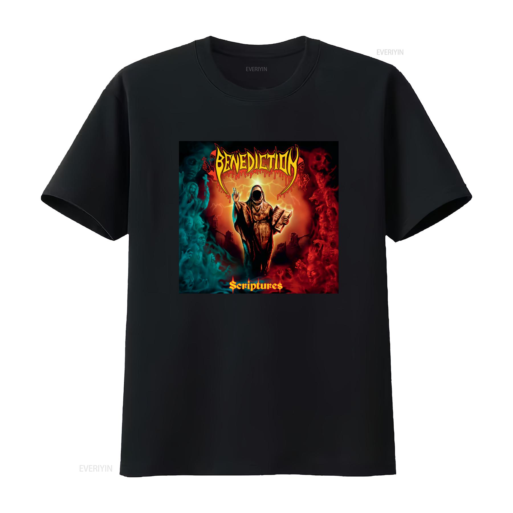 

BENEDICTION Scriptures T Shirt Gothic Horror Design for vintage Washed Top For Everyday Wear homme Casual fashion Versatile 4XL