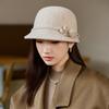 New Hat Women's Elegant Retro Basin Hat Wool Woolen Mother Hat Classic Bow Thermal Hat