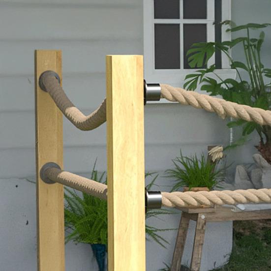 4 Stück Endmontage Schnappverschluss mit Kreuzseil-Schienenstützkappe Hanf