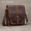 Men'S Retro Leather Shoulder Bag Crazy Horse Leather Flip Messenger Bag A4 Work Briefcase Men'S Bag