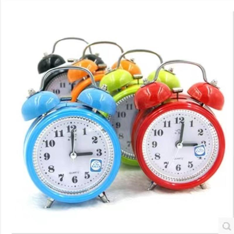Student Metal Ringing Alarm Clock Creative Children Learning Silent Night Lights Fashionable Classic Loud Bedside Cute Clock Watch