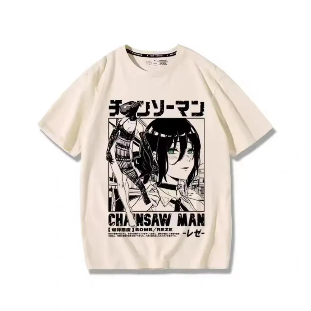 

Anime Summer T-shirt Women Chainsaw Man Manga Graphic Men Cotton Short Sleeve Tee Plus Size Women Tops Summer Streetwear Unisex 4XL