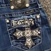 ZYLLO Mini Pantaloncini Donna Harajuku Vintage Grafica a Croce Tasche Ricamo Vita Bassa Pantaloncini Gotici Sexy Ragazza Calda Hip Shorts in Denim