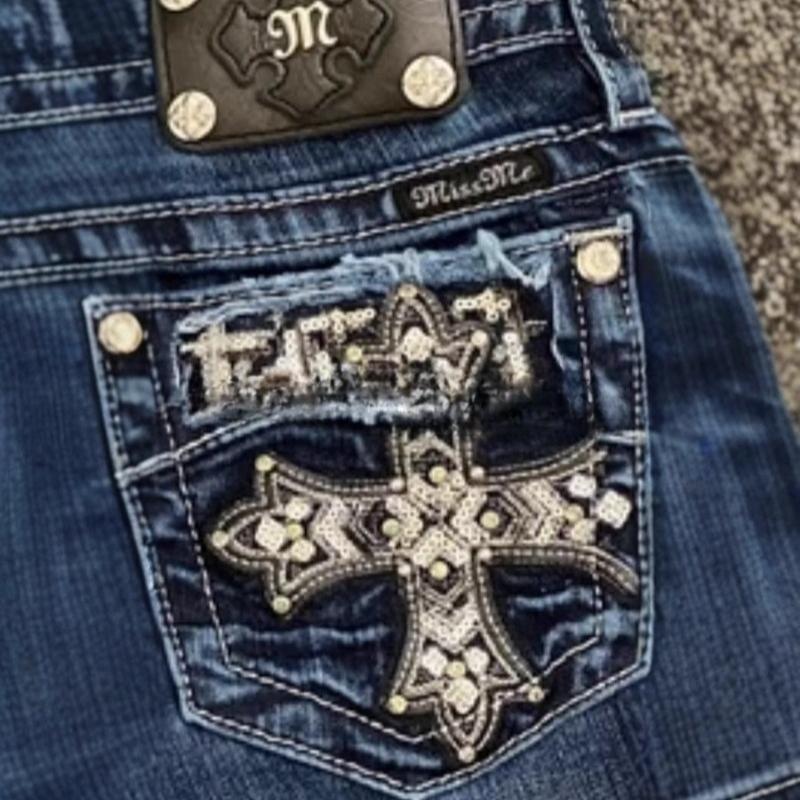 ZYLLO Mini Pantaloncini Donna Harajuku Vintage Grafica a Croce Tasche Ricamo Vita Bassa Pantaloncini Gotici Sexy Ragazza Calda Hip Shorts in Denim
