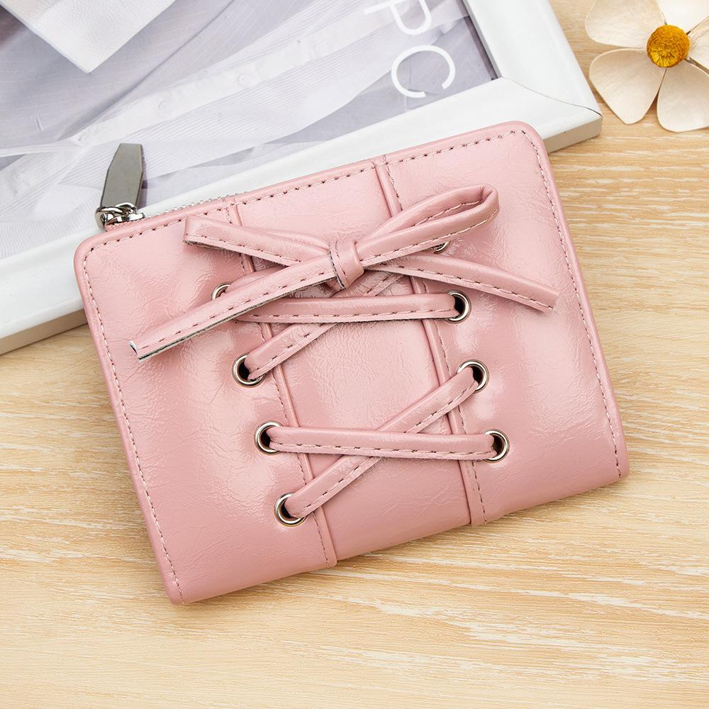 Korean Version of The New Simple and Versatile Bow Tie Zipper Buckle 20% Off Small and Exquisite Student Short Wallet Women