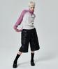Leoninghai Color Block Turtleneck Zip-Up Knit Pullover [Pink]