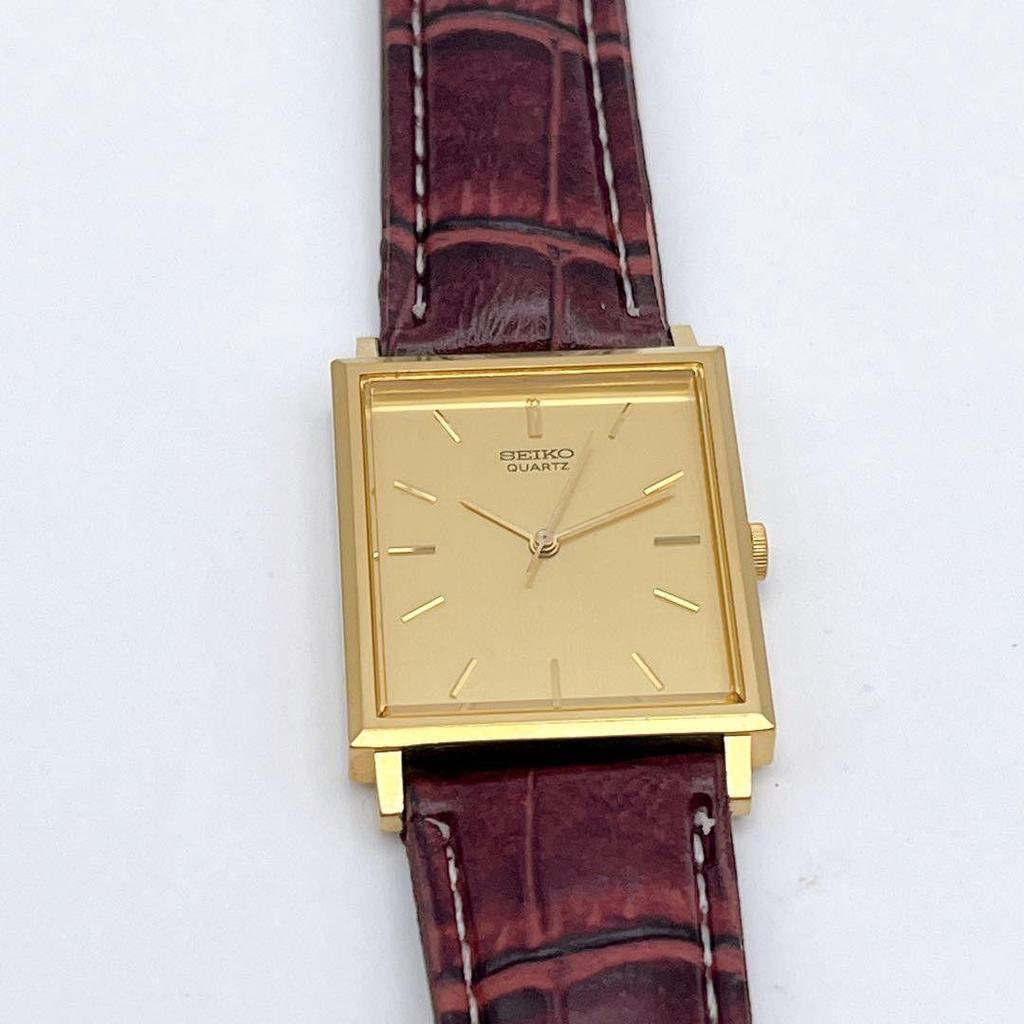 Used Vintage SEIKO Seiko men's watch square tank gold 80s