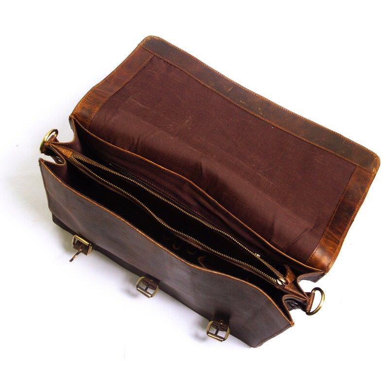 Handmade Vintage Leather Briefcase: British Design, Laptop Bag