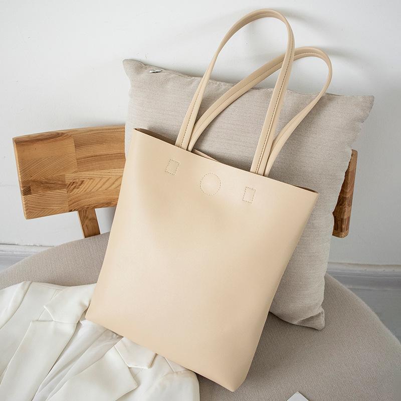 2025 summer new trendy women's bag Korean version soft leather tote bag student with simple large-capacity shoulder handbag