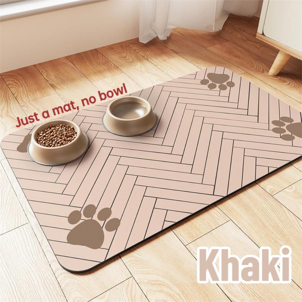 Quick Dry Pet Food Mat Absorbent Waterproof Bowl Placemat with Rubber Backing for Dog Cat Feeding Area Floor Protection