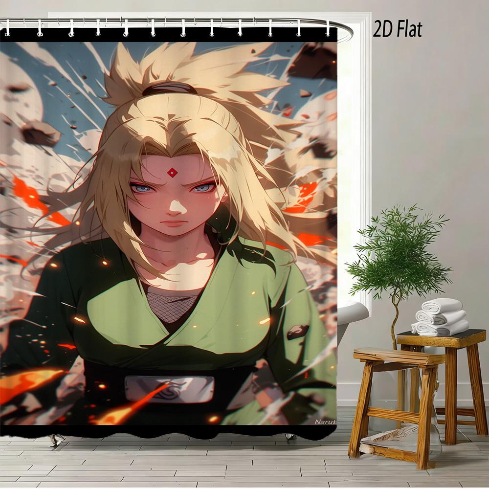 2D Flat Naruto Anime Hinata Hyuga Crying Sketch Print Waterproof Shower Curtain For Bathroom Decor