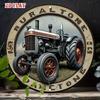 Retro Farmhouse Tractor Metal Sign, 7.87 Round Rustic Wall Decor for Garage Man Cave Bar Pub