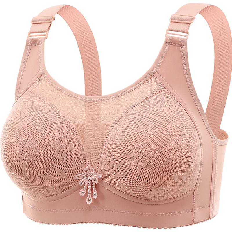 Plus Size Wireless Push-Up Bra: Beautiful Back, Side Support, Breathable Latex Cotton, Comfortable Fit