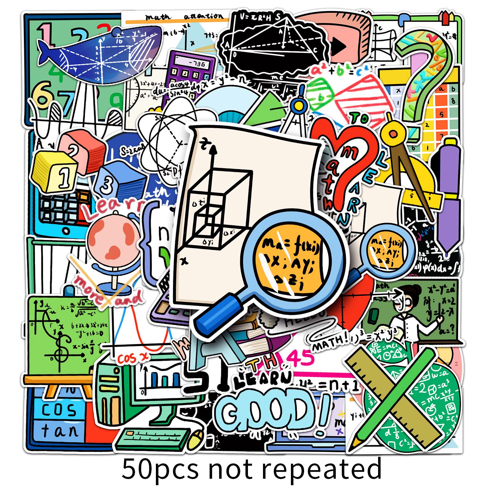 50 Sheet Math Formula Doodle Stickers - Cute, Original Guka Journal DIY Notebook & Suitcase Labels