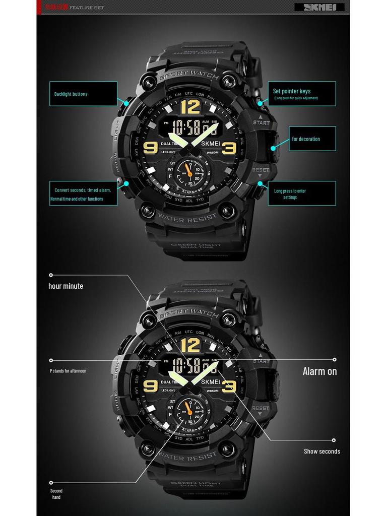 Shike Mei Herren Multifunktions Outdoor Sportuhr - Großes Zifferblatt, Wasserdicht, Elektronisch