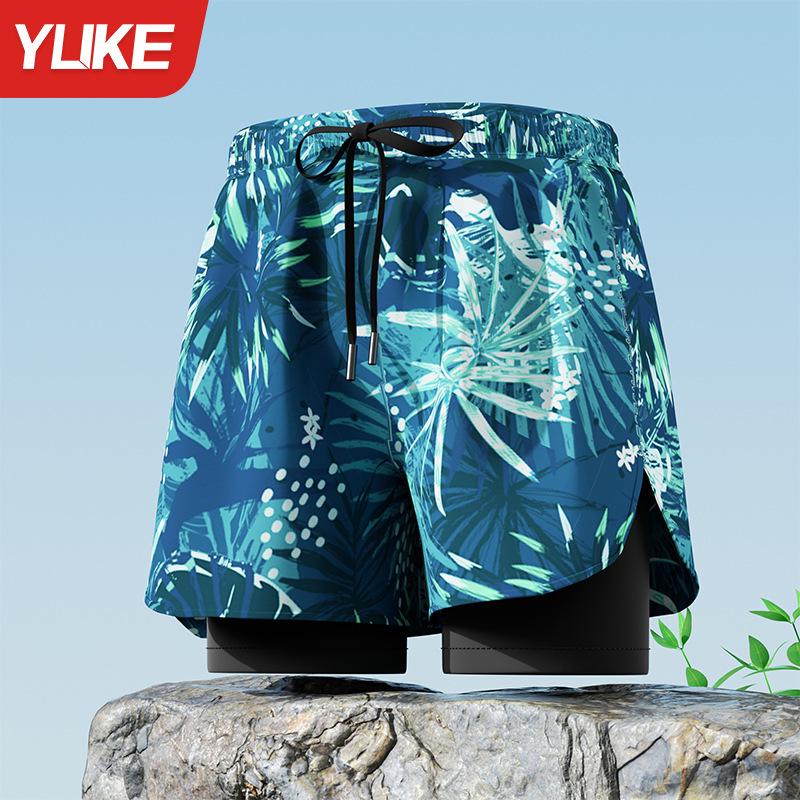 Men's Plus Size Anti-Embarrassment Swim Trunks Boxer Briefs and Swim Gear Set