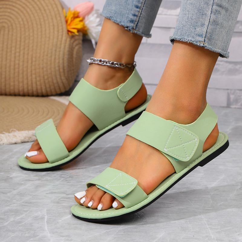 

Модные Летние Новые Стильные Удобные Женские Сандалии 2025 Элегантные Повседневные Мягкая Подошва Пляжные Плоские Женские Сандалии Zapatos De Mujer 43 светло-зеленый