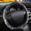 White Embroidery Butterfly Car Steering Wheel Cover14.515 Inch Universal Leather Covers Breathable AntiSlip Odorless Steering W