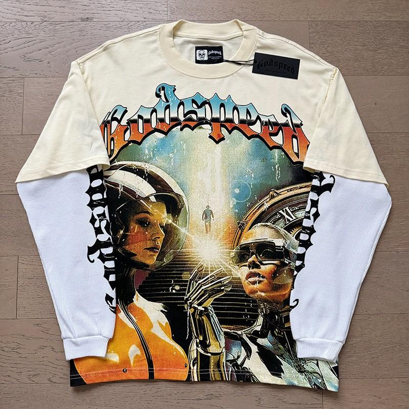 Mens Oversized Cotton Long Sleeve Tee With Skull Graphic Print Streetwear Rock Band Style Loose Fit Teens Adults