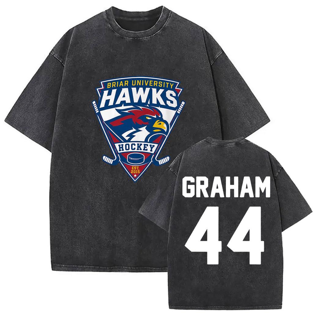 Vintage Washed Briar Hockey Gramham 44 Off Campus TV Series T Shirts Mens Summer Clothing Fashion Cotton Short Sleeve Tshirts