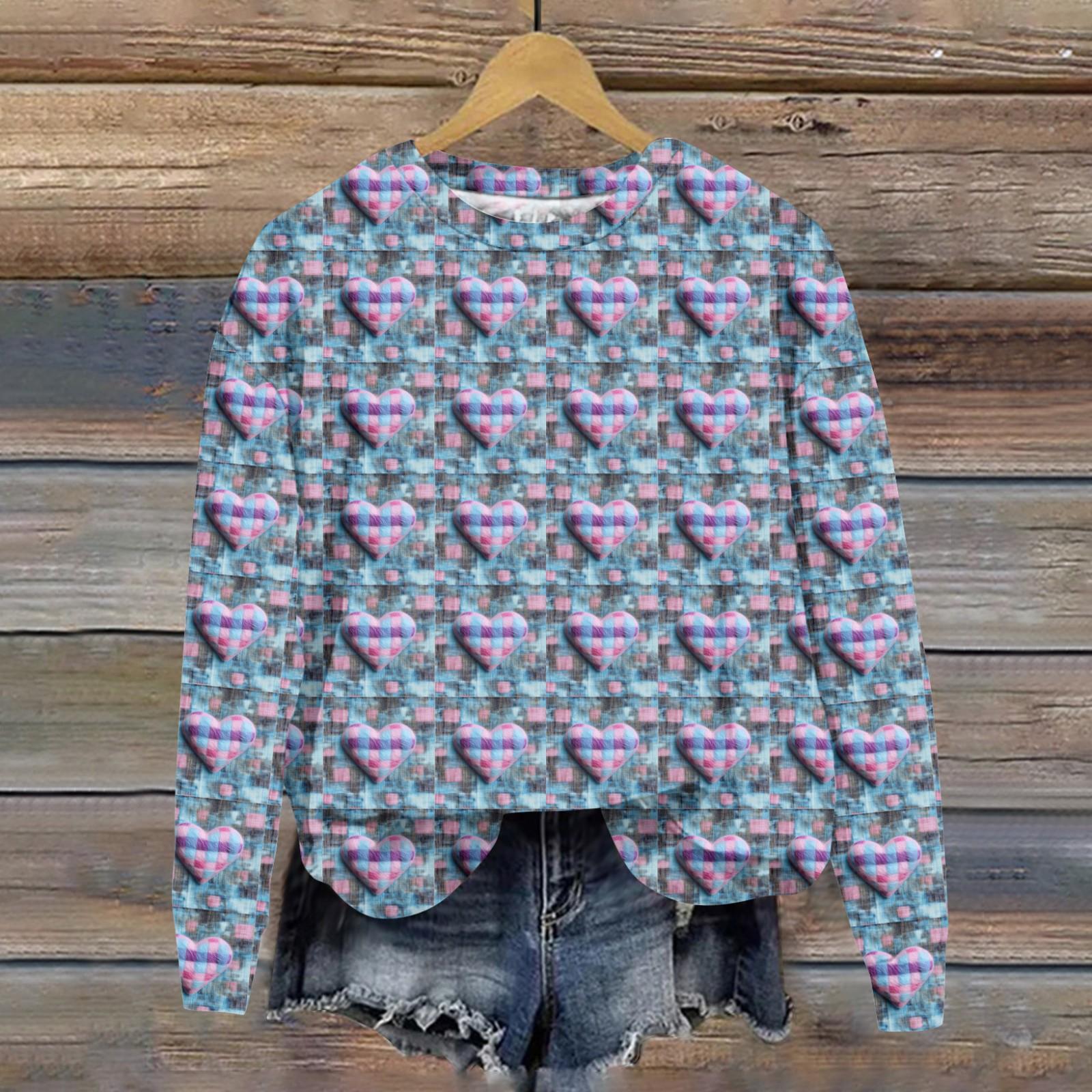 

Женская свободная повседневная толстовка с круглым вырезом и длинными рукавами на День святого Валентина, модный топ с длинными рукавами XL небесно-голубой