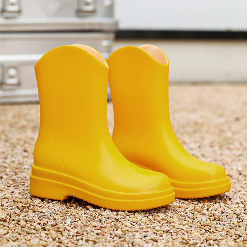 

Летние мужские резиновые сапоги до середины икры, нескользящие, износостойкие, водонепроницаемые, зимние сапоги до колена с теплой плюшевой подкладкой, обувь для дождя 36 жёлтый
