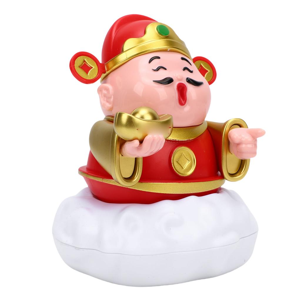 Caishen Statue Solar Powered Auto Shaking Tsai Shen Yeh Figurine Wealth Fortune Statue for Home Store   Car
