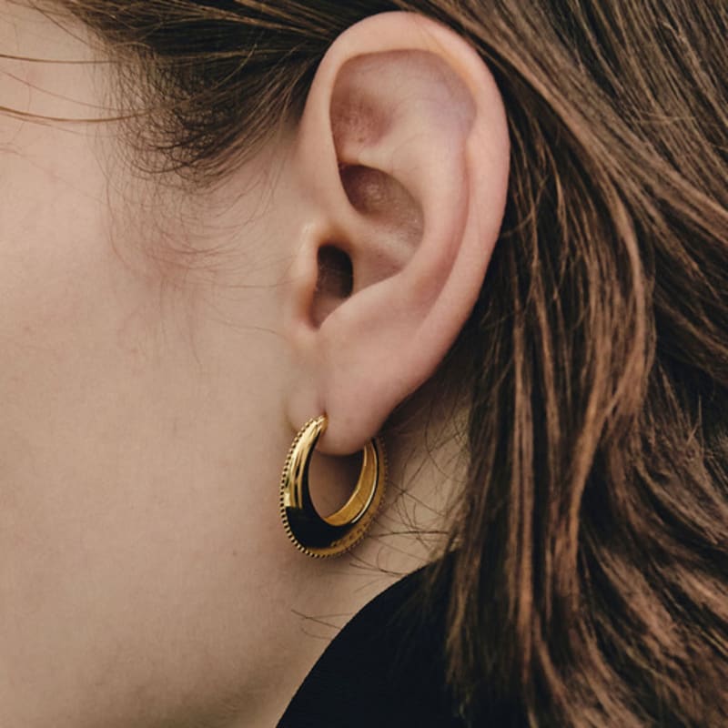 hyeres-lor champagne moon silver (Y) gout oval earrings M HL2E19242Y9XXX