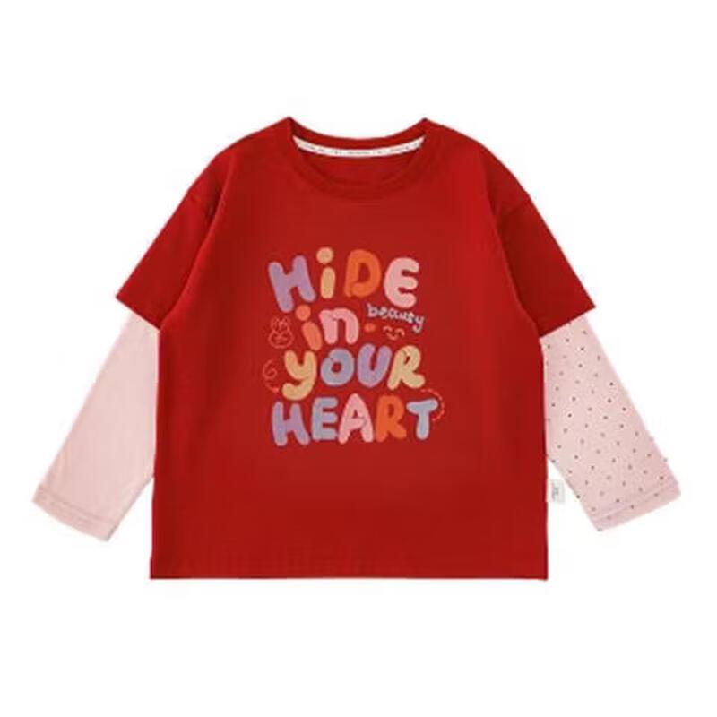 

Youyou Girl s Antibacterial Faux Two-piece Long Sleeve T-shirt #160