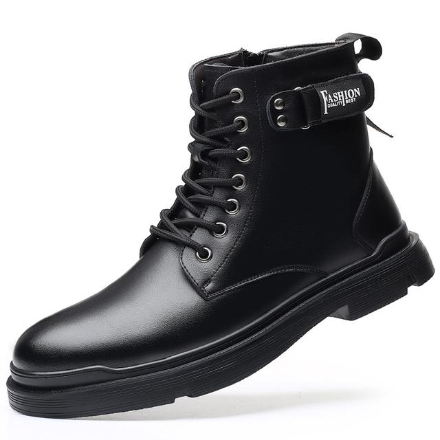 

Зимние модные мужские ботинки Martin с мехом, черные ботинки с высоким верхом, теплые мужские ботинки для отдыха на природе, рабочие ботинки 44