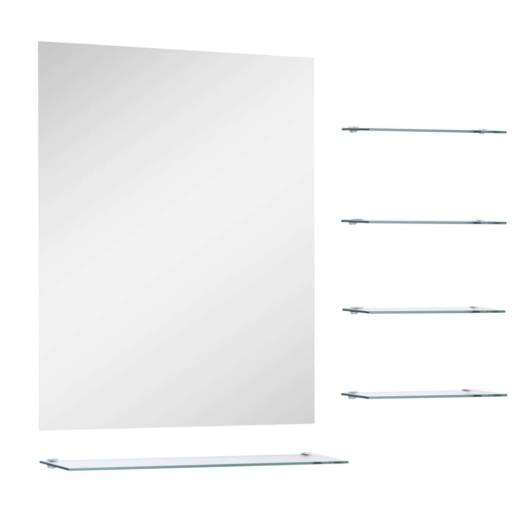 Wall Mirror with 5 Shelves Silver 50*60 cm