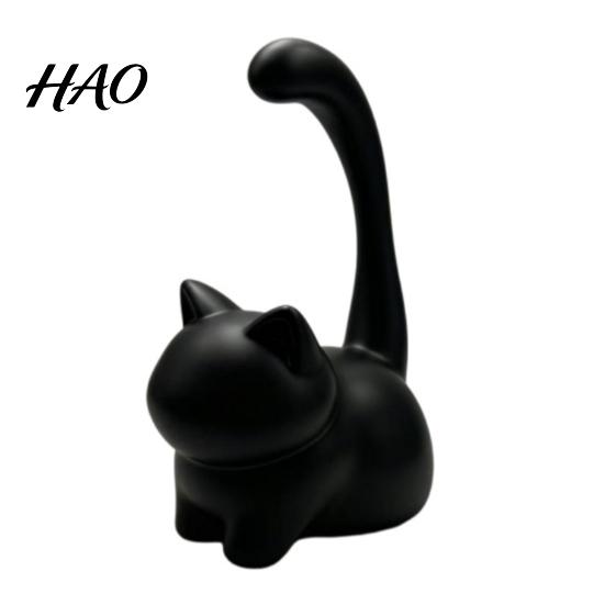 Decorative Cat Figurine Cute Ring Holder, Minimalist Stand for Bedroom Dressing Desktop Jewelry Display Tray Table, Sitting Organizer Rings