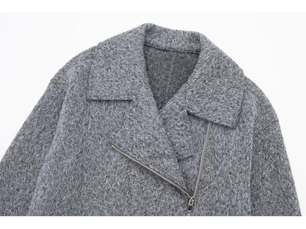 2024 Women's Retro Beaded Wool Coat - High-End Lapel Versatile Woolen Top