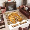 Leopard Theme Crystal Velvet Floor Rug Personalized Custom Name Text Warm Carpet Home Decoration