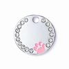 Rhinestone Solid Zinc Alloy Pet ID Tag Crystal Dog Collar Tag Colorful Paw Print Laser Engraved Pet Name Plate for Cats/Dogs