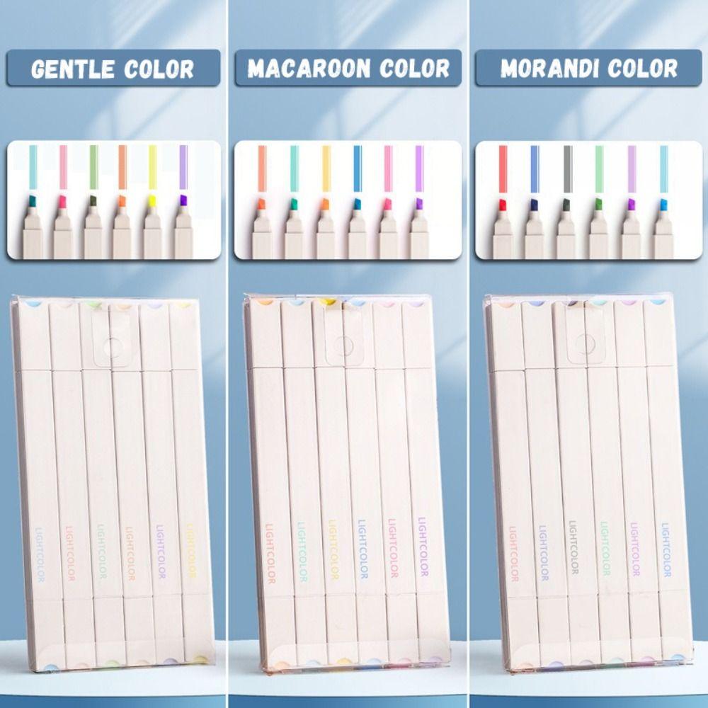 6 ks/sada Malování Graffiti Zvýrazňovač Šikmý Měkký Hrot Fluorescenční Pero Studentský Dárek