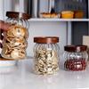 Kitchen High Borosilicate Glass Sealed Jar Canister Glass Container Wood Lid Food Storage Jar Coffee Bean Wheaten Grain Oat Can