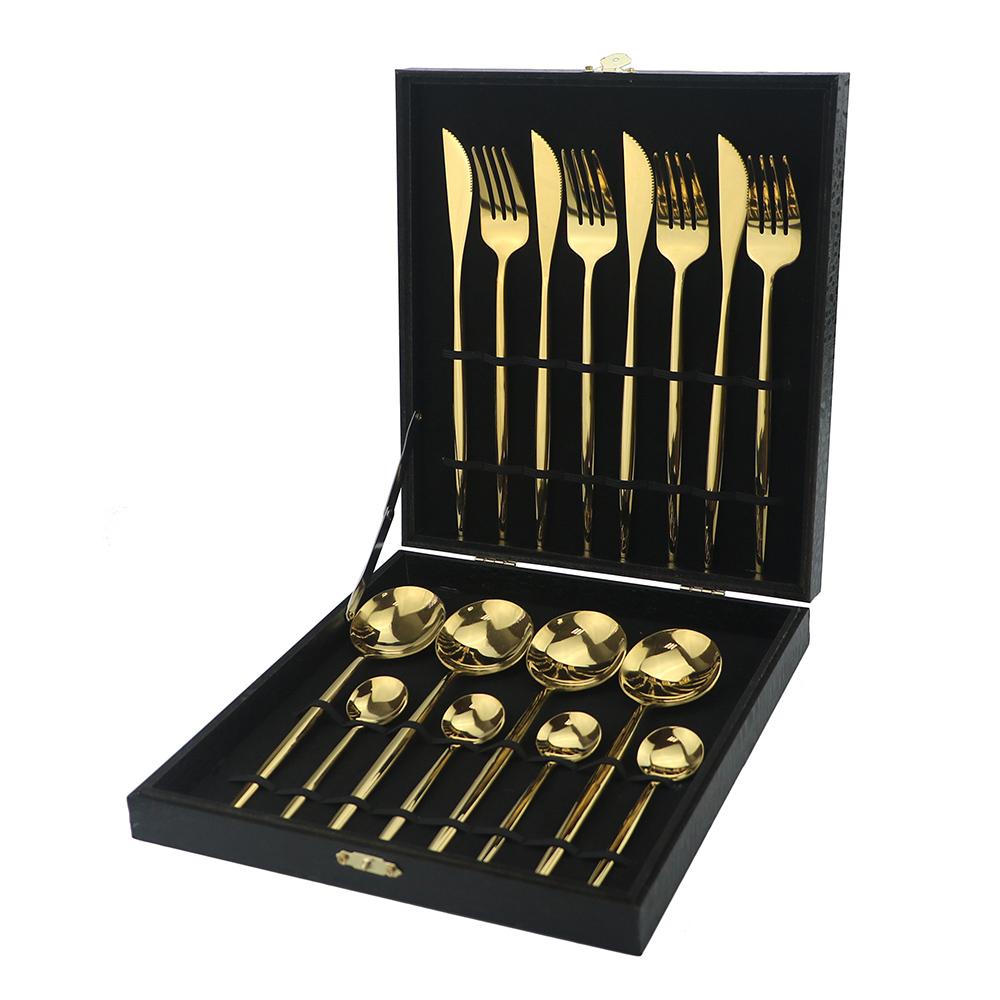 16pcHigh Grade Luxury Rainbow Dinnerware Set Fork Knife Spoon Black Cutlery Set Stainless Steel Flatware Set With Gift Box Hotel