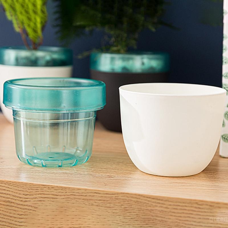 Gardening Small Flowerpot Self Absorbent Water Lazy Flower Pot Double-deck Plastic Succulent Plant Pot Horticultural Specific