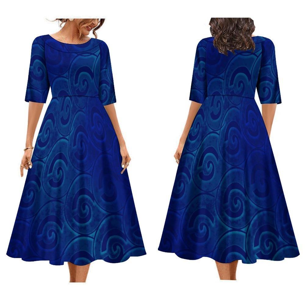 2025 Women's Dress Summer Short Sleeve High Quality Dress Soft Fabric Art Maxi Summer Polynesian Custom Maxi Dress