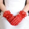 1 Pair Bow Knot Design Lace Gloves Full Finger Bridal Gloves Elegant Cosplay Gloves  for Women