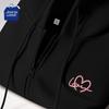 JEANSWEST CLUB Women's Zip-Up Hooded Cardigan with Heart Graphic