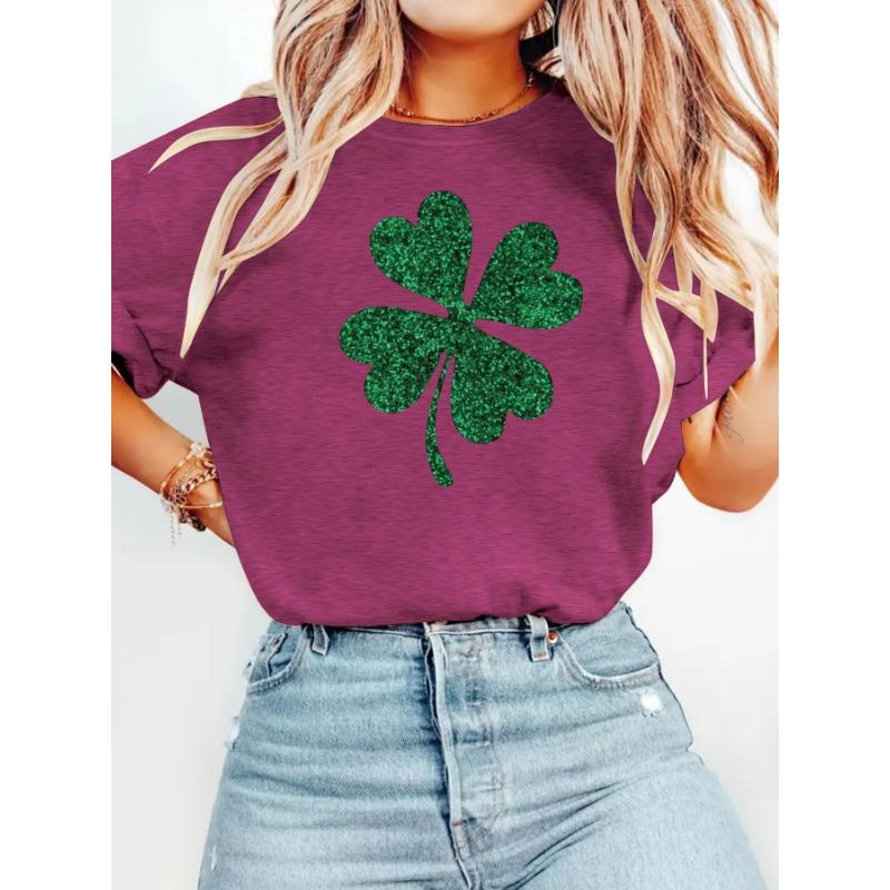 Women's Round-neck Fashionable Top T-shirt with Loose Short Sleeves